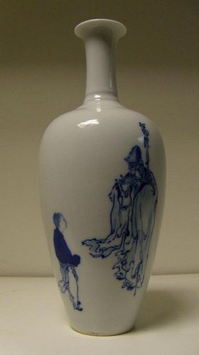 Wang Bu (1896-1968), a blue and white vase, painted with Su Tungpo (1037-1101), the Song dynasty wri
