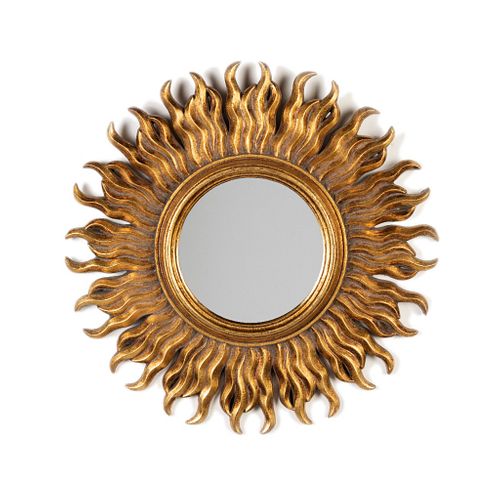 Gilt Sunburst Round Mirror, 20th Century