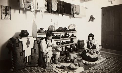 T. Harmon Parkhurst, Tonita and Juan Roybal in their Studio Shop, 1932