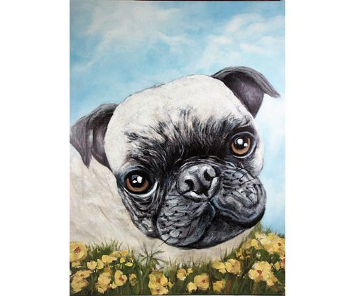 IZY BELLE THE PUG GICLEE ON CANVAS