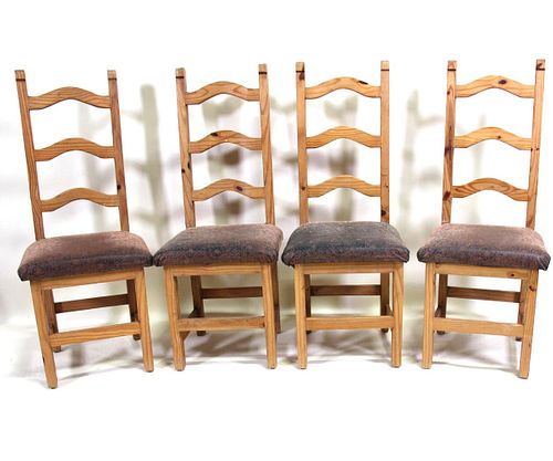 SET OF FIVE LADDER BACK CHAIRS