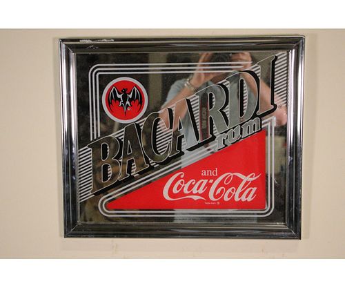 BACARDI RUM AND COCA-COLA MIRRORED SIGN