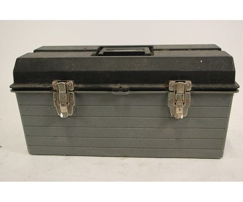 PLASTIC TOOL BOX WITH VARIOUS TOOLS