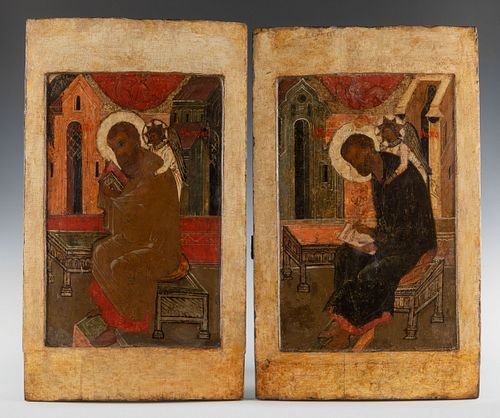 Russian school, ca.1600.
"Saint Matthew and Saint Luke.
Tempera on panel.