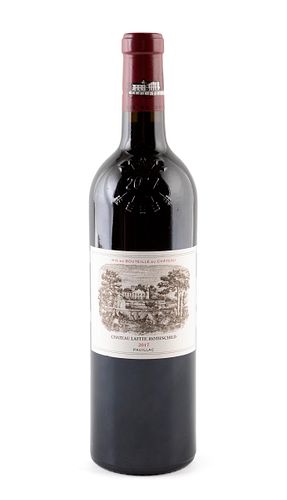 A bottle of Château Lafite Rothschild, vintage 2017. Category: Red wine. Pauillac, Bordeaux. Level: A.
