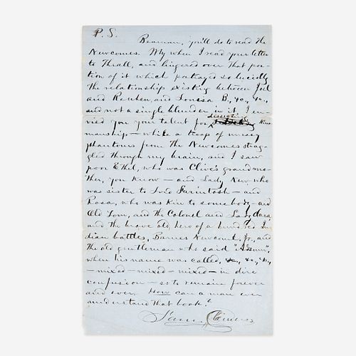 [Literature] Twain, Mark (Samuel Clemens) Autograph Letter, signed