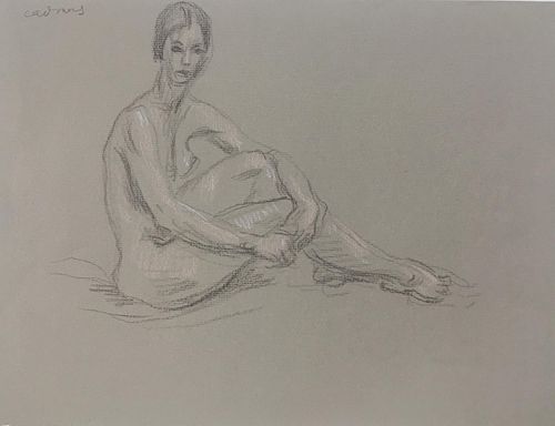 Paul Cadmus - Seated Female Nude Original Drawing