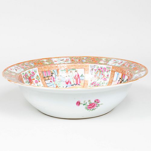 Large Chinese Export Canton Famille Rose Porcelain Bowl