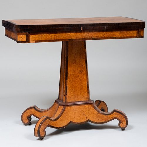 Regency Burl Yew and Rosewood Games Table