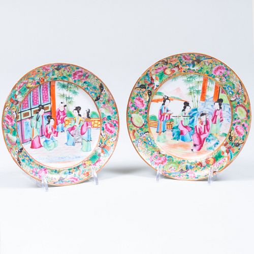 Pair of Mandarin Palette Porcelain Bread Plates