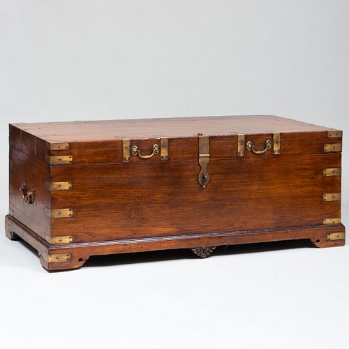 Large Chinese Export Brass-Mounted Camphor Wood Trunk