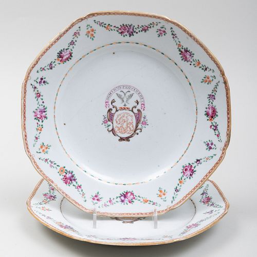 Pair of Chinese Export Porcelain Armorial Plates