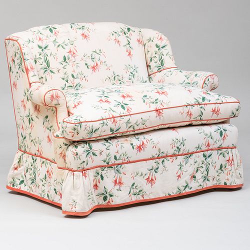 DeAngelis Linen 'Fuschia' Pattern Upholstered Loveseat