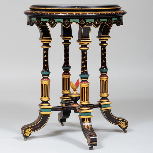 Victorian Gilt and Polychrome Painted Circular Table