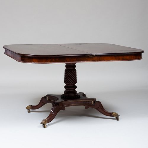 William IV Brass-Mounted Mahogany Pedestal Dining Table