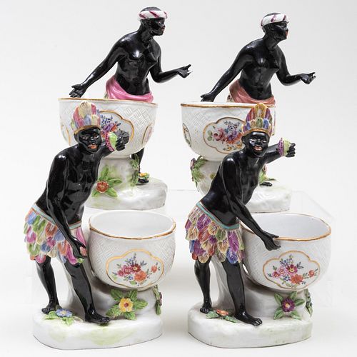 Set of Four Paris Porcelain Figural Sweetmeat Dishes