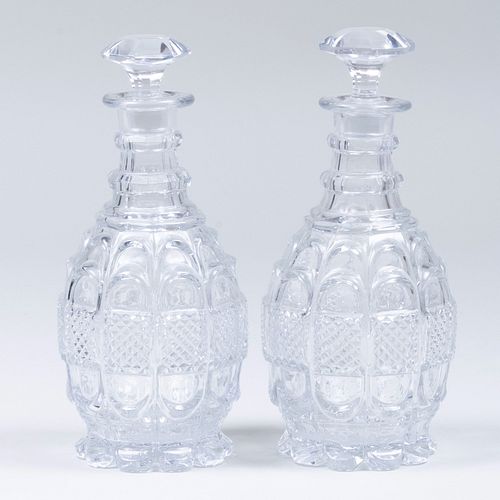 Pair of English Cut Glass Decanters and Stoppers