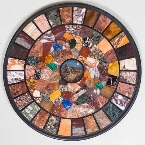 Italian Specimen Marble and Micro Mosaic Circular Top