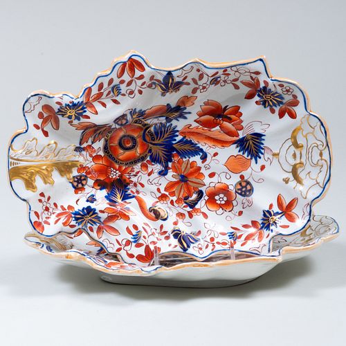 Pair of English Unusually Shaped Ironstone Dishes in an 'Imari' Pattern