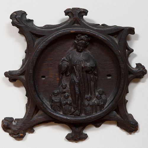 English Stained Oak Ecclesiastical Ornament of the 'Virgin of Mercy'