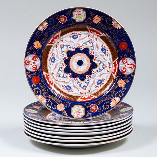 Set of Eight Ashworth Ironstone Dinner Plates in an 'Imari' Pattern