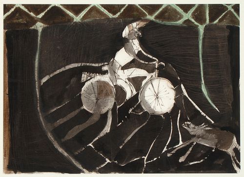 Francisco Toledo, Untitled (Cyclist with Dog)