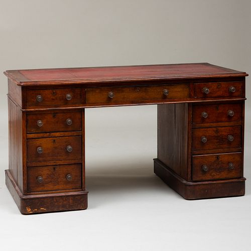 Early Victorian Oak Pedestal Desk