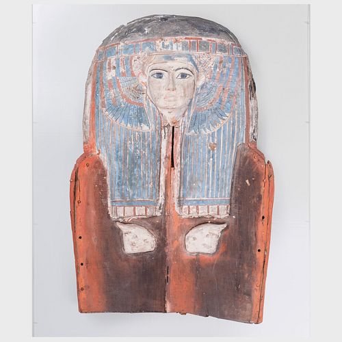 Egyptian Painted Wood Sarcophagus Cover