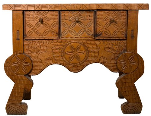 Carved Wood Console Table