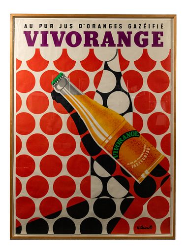 Bernard Villemot (French, 1911-1989) 'Vivorange' Lithograph Poster
