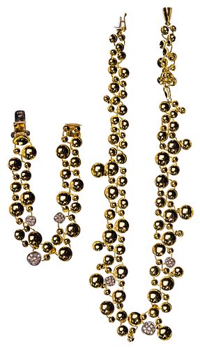Orlandini 18k Bi-Color Gold Necklace and Bracelet