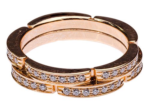 Cartier 18k Rose Gold and Diamond 'Maillon Panthere' Band Ring