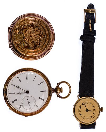 14k Yellow Gold Case Pocket and Wrist Watch Assortment