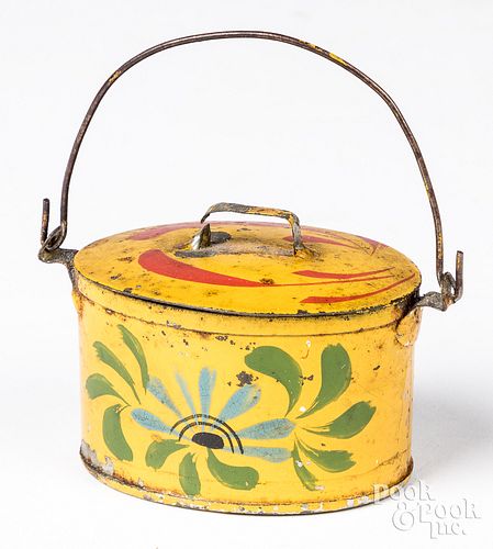 Miniature yellow toleware pail, 19th c.