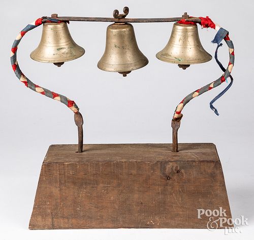 Early set of brass and iron Conestoga wagon bells
