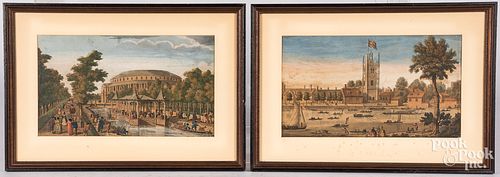 Two European color lithographs, 18th c.