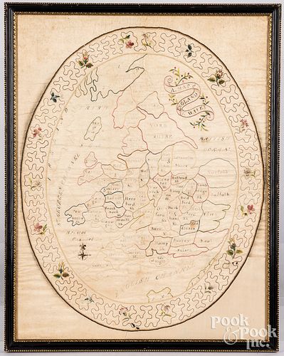 English needlework map of England and Wales
