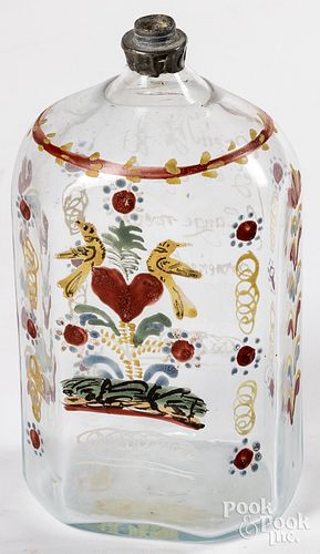 Steigel type enameled bottle, 19th c.