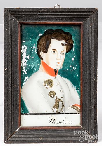Reverse painting on glass portrait of Napoleon