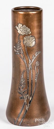 Heinz sterling over bronze arts and crafts vase