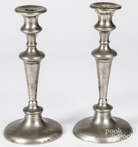Henry Hopper pair of pewter candlesticks
