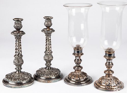 Pair of Sheffield plate candlesticks, early 19th c