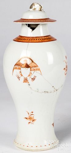 Lowestoft Chinese export eagle covered vase