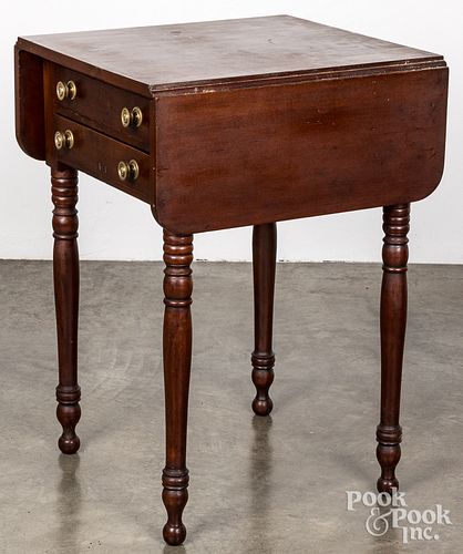 Pennsylvania cherry two-drawer drop-leaf stand