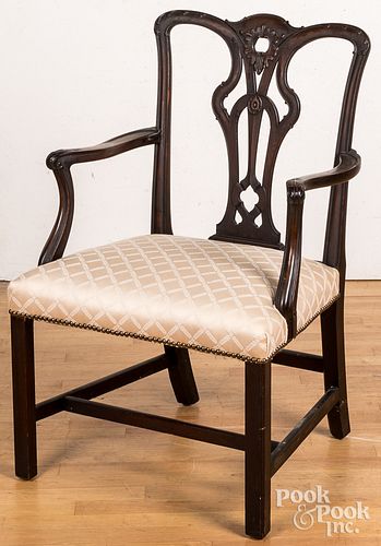 Chippendale style carved mahogany armchair