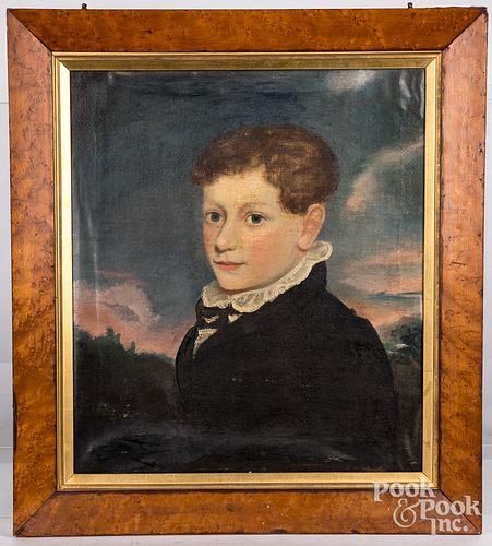 Oil on canvas portrait of a young boy