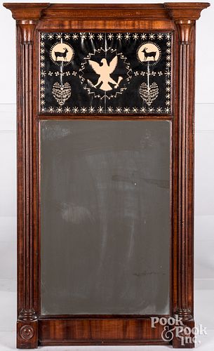 Sheraton mahogany looking glass, early 19th c.