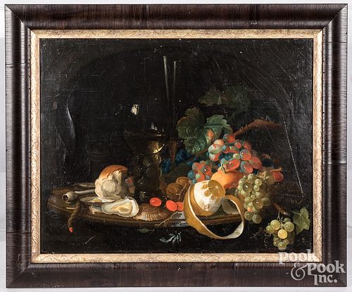 Oil on canvas still life, early to mid 19th c.
