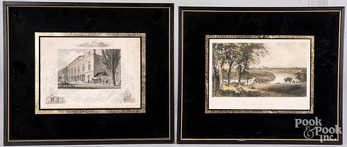 Set of seven engravings of Philadelphia, 19th c.