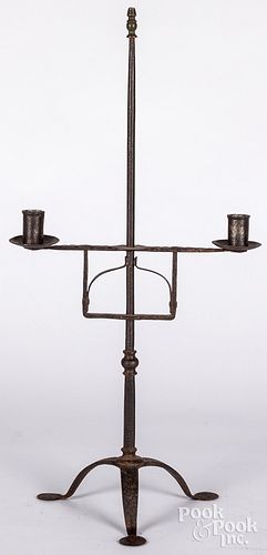 Wrought iron table top candlestand, 20th c.